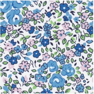 Pink and Blue Floral Fabric - Fabric by the yard - FBY - Fabric Finders