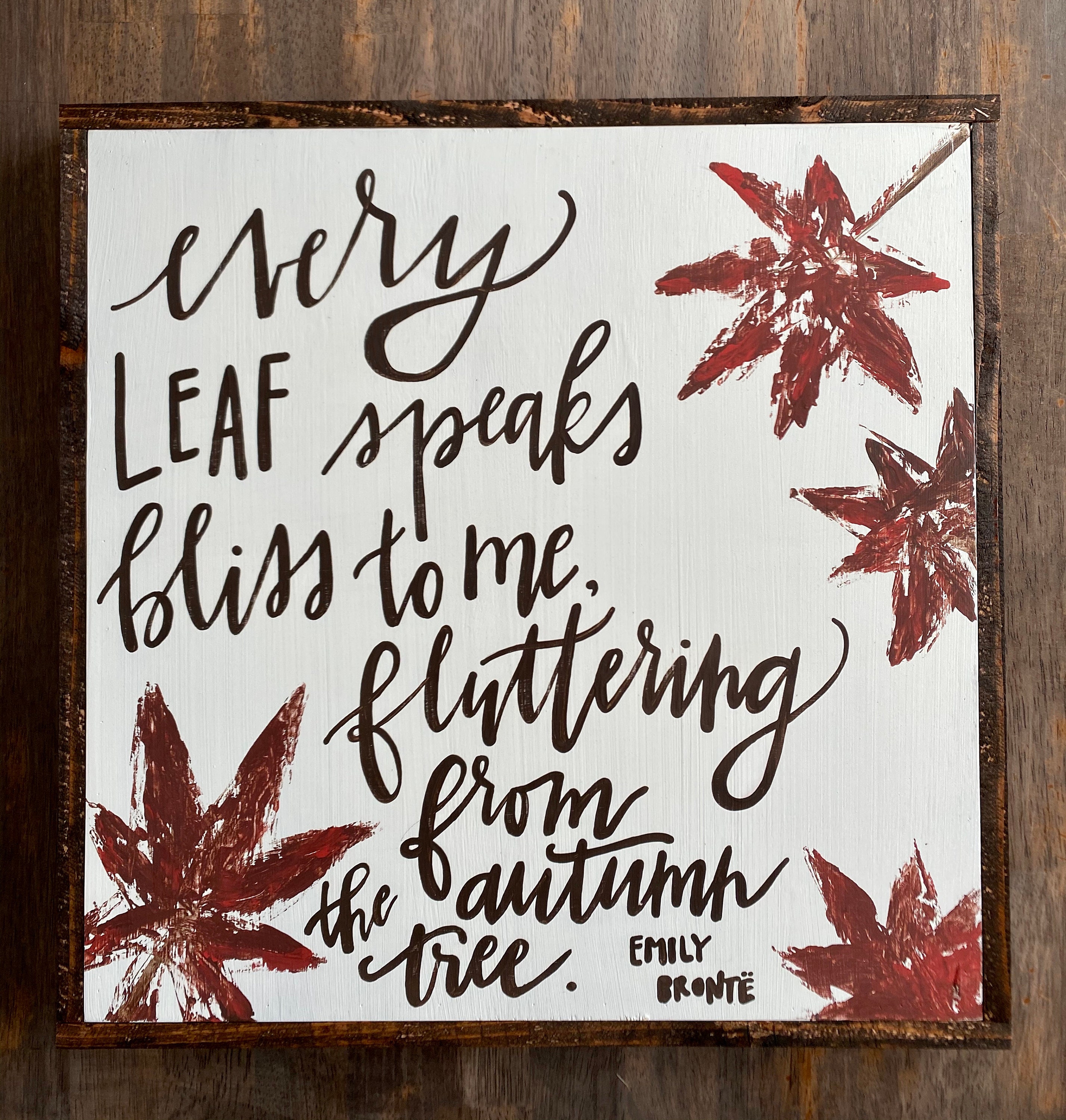 Emily Bronte Fall Sign | Wood | Framed | Hand-lettered & Hand-painted ...