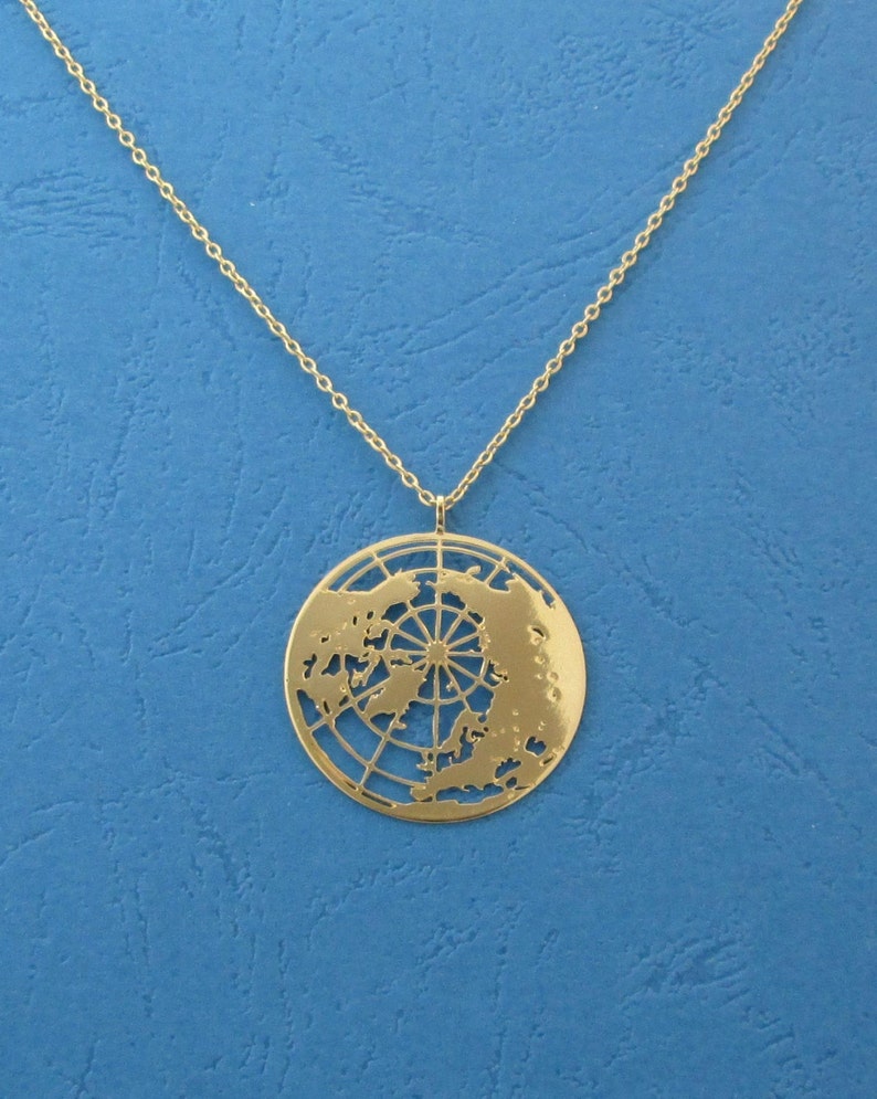 Gold Globe Necklace the World Pendant Earth 24 Karat Etsy