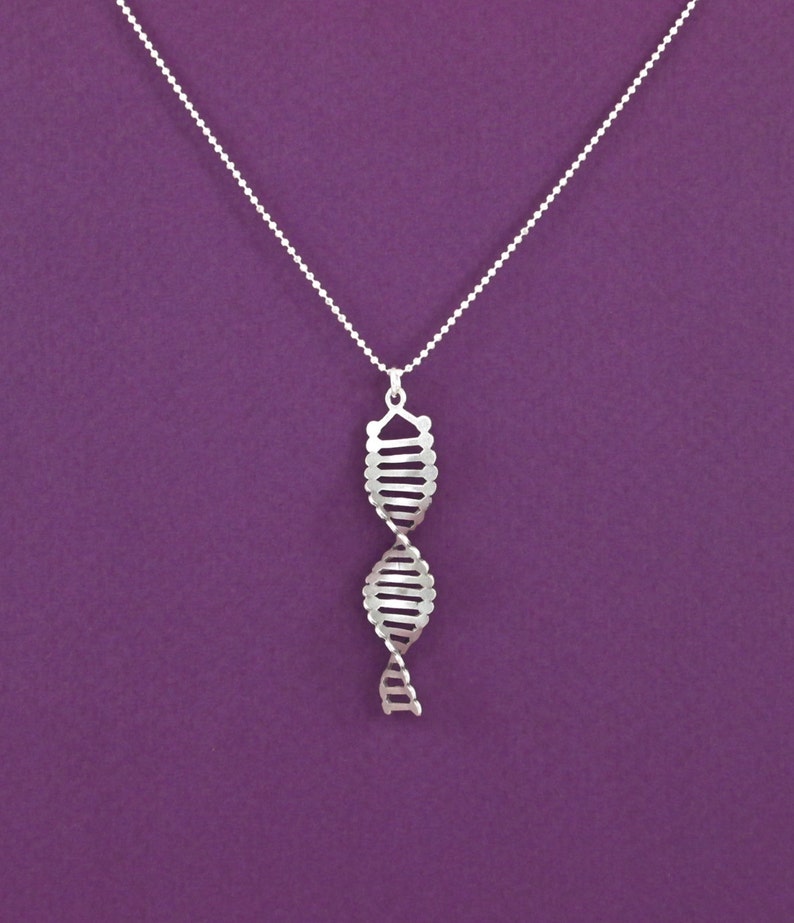 DNA Necklace Chemistry Gift Science Jewelry Double Helix Etsy