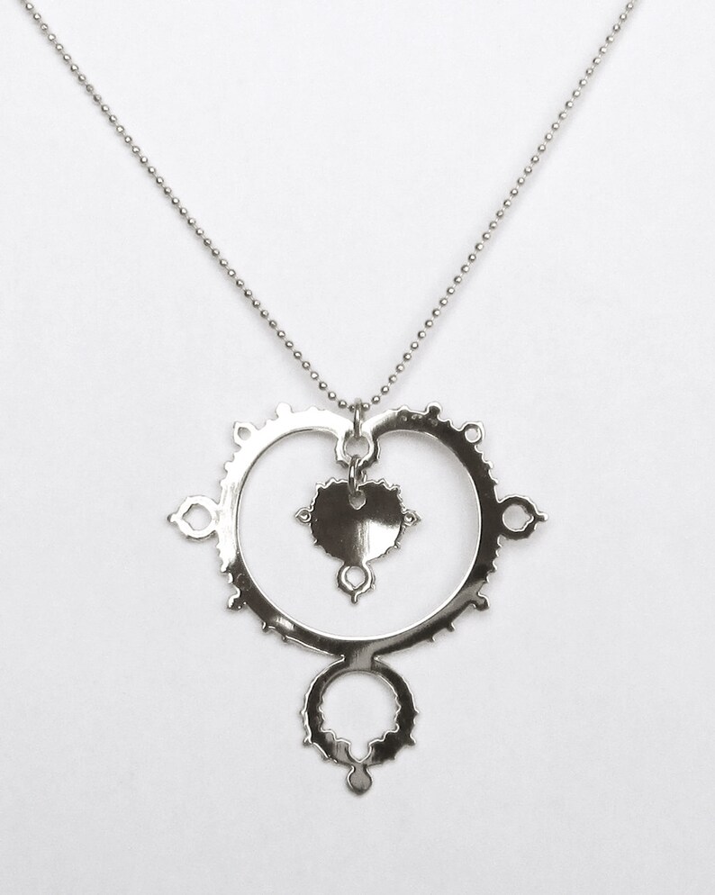 chandelier necklace silver Mandelbrot set \u2013 fractal \u2013 mathematics \u2013 science gift math