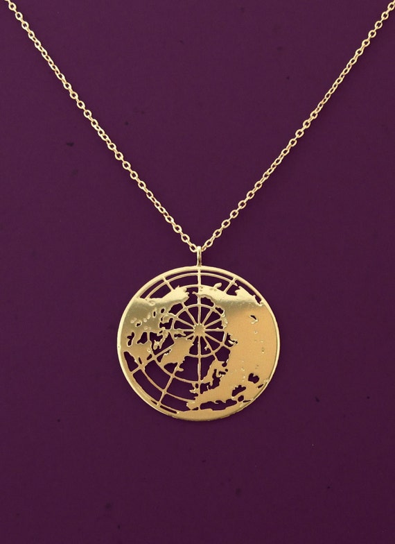 Gold Globe Necklace The World Pendant Planet Earth 24 Karat Plated - Globe Necklace Pendant Gold Globe Necklace The World Pendant Planet Earth 24 Karat Plated - Globe Necklace Pendant