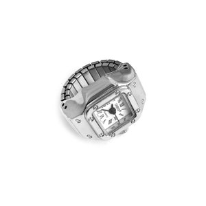 Montre stellaire bague en argent avec cadran carré