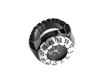 Lunar Diver Ring Watch in Chrome with Silver Bezel