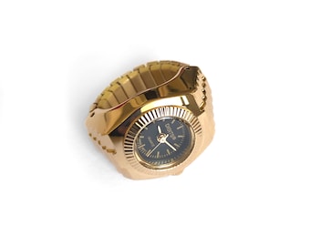 Lunar Gold Ring Watch with Round Dial (NEW)