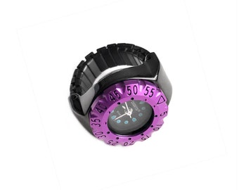 Lunar Diver Ring Watch in Chrome with Purple Bezel