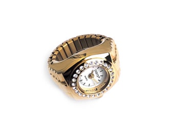 Stellar Gold Pave Halo Ring Watch