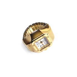 Stellar Gold Ring Watch with Square Dial