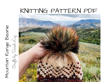 KNITTING PATTERN - Mountain Range Beanie, Chunky Knit Hat Pattern, Women's Knit Hat Pattern, Baby Hat Pattern, Fair Isle Knitting Pattern