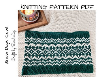 KNITTING PATTERN - Snow Days Cowl, Fair Isle Cowl Pattern, Women's Knit Cowl Pattern, Fair Isle Pattern, Cowl Knitting Pattern, Winter Cowl