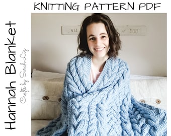 KNITTING PATTERN- Hannah Blanket, Cable Knit Blanket Pattern, Cable Blanket Pattern, Knit Lap Blanket, Blanket Knitting Pattern, Knitting