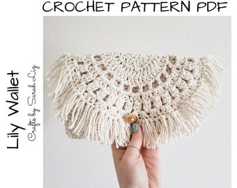 PATRÓN DE CROCHET - Cartera Lily, Patrón Cartera de Ganchillo, Patrón de Pulsera de Ganchillo, Patrón de Ganchillo Mujer, Cartera Boho, Patrón de Ganchillo Boho