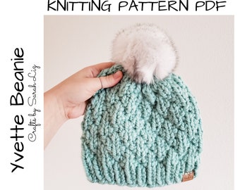 KNITTING PATTERN - Yvette Beanie, Beanie Knitting Pattern, Hat Knitting Pattern, Beanie Pattern, Baby Knitting Pattern, Baby Hat Pattern