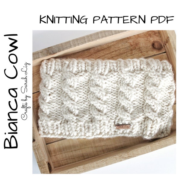 KNITTING PATTERN - Bianca Cowl, Cable Knit Cowl, Cable Cowl Pattern, Knit Women's Cowl, Women's Scarf Pattern, Women's Fashion, Gift for Her