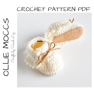 CROCHET PATTERN - Ollie Moccasins, Crochet Slippers Pattern, Crochet Moccs Pattern, Crochet Baby Booties, Baby Booties Pattern, Baby Shower