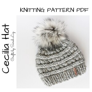 KNITTING PATTERN Cecilia Hat, Chunky Knit Hat Pattern, Women's Knit Hat Pattern, Knit Baby Hat, Baby Knitting Pattern, Baby Hat Pattern image 1