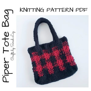 KNITTING PATTERN Piper Tote Bag, Plaid Tote Bag Pattern, Tote Bag Knitting Pattern, Plaid Knitting Pattern, Plaid Bag Knitting Pattern image 1
