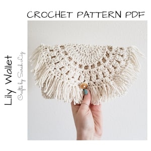 PATRÓN DE CROCHET - Cartera Lily, Patrón Cartera de Ganchillo, Patrón de Pulsera de Ganchillo, Patrón de Ganchillo Mujer, Cartera Boho, Patrón de Ganchillo Boho