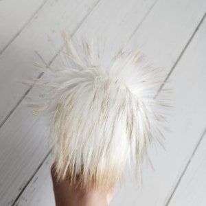 Coconut, Faux Fur Pom, White Faux Fur Pom, Pom for Hats, Handmade Fur Pom, Poms for Beanies, Poms for Knit Hats, Poms for Crochet Hats
