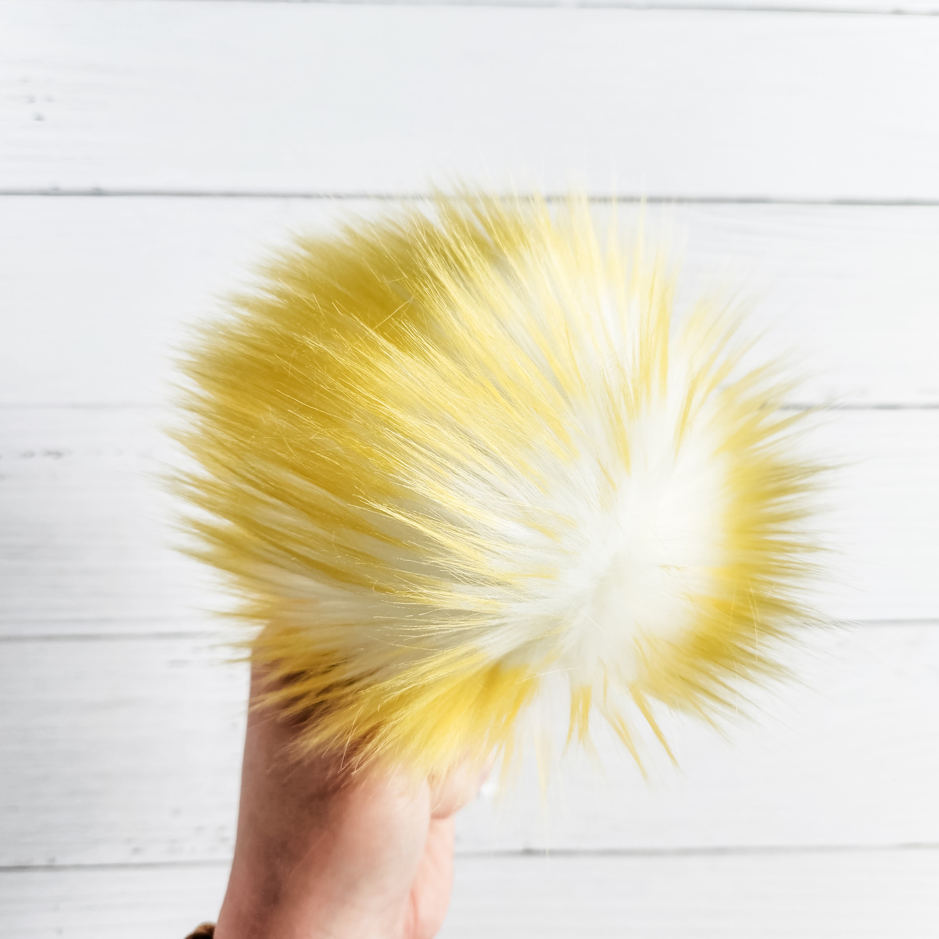 Mink Hat with yellow Pom-Poms – Brand New Yellow Fluffy Fur Trapper Hat, Women main image 2