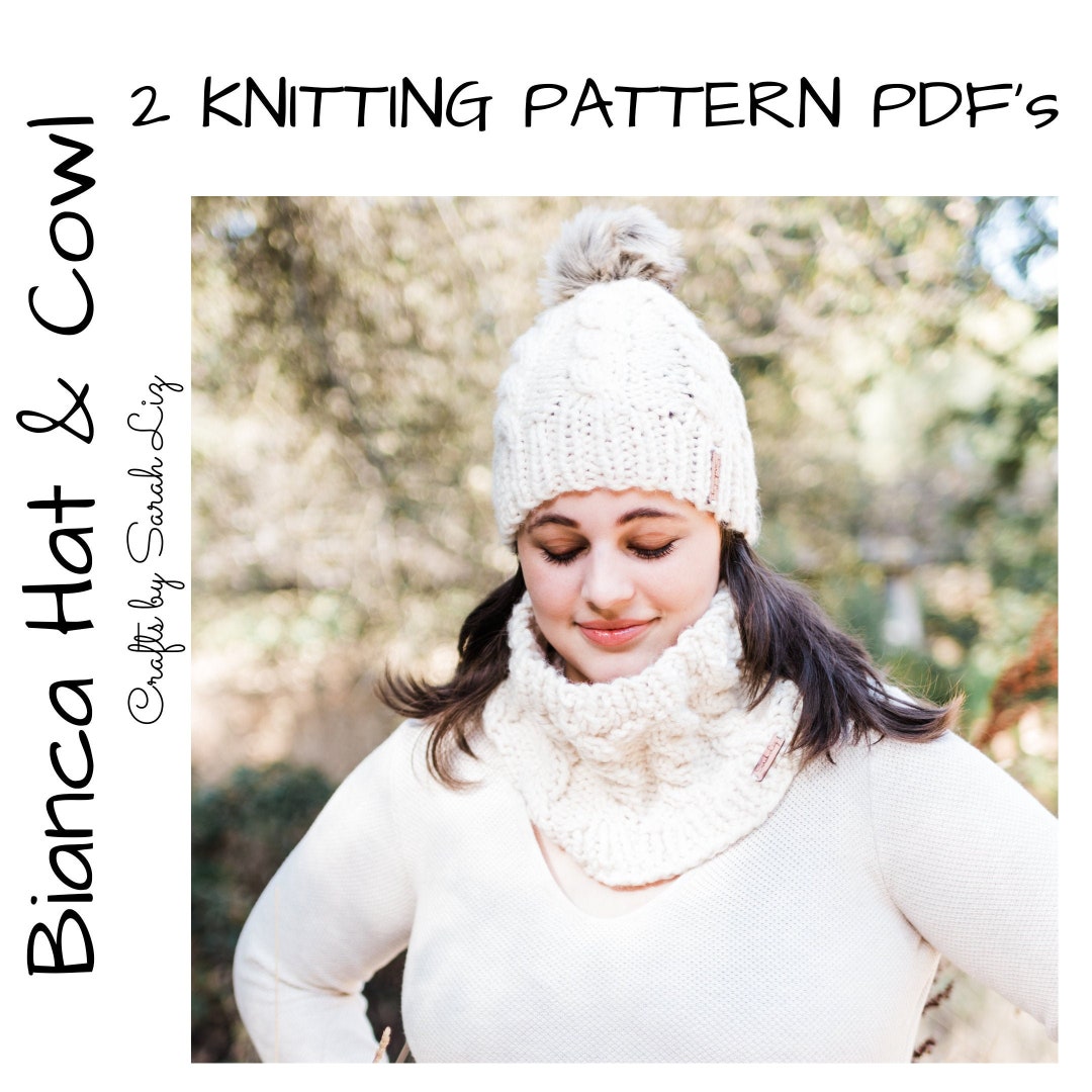 KNITTING PATTERNS Bianca Hat Bianca Cowl Cable Knit Hat - Etsy
