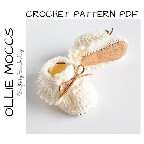 CROCHET PATTERN - Ollie Moccasins, Crochet Slippers Pattern, Crochet Moccs Pattern, Crochet Baby Booties, Baby Booties Pattern, Baby Shower