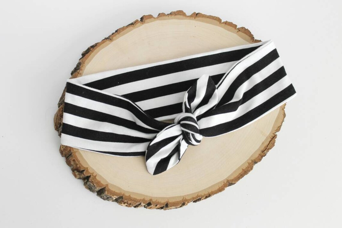 Black Stripe Headband Stretch Knot Headband Vintage Knot Etsy