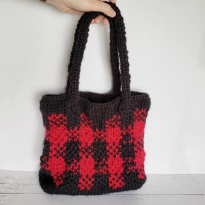 KNITTING PATTERN Piper Tote Bag, Plaid Tote Bag Pattern, Tote Bag Knitting Pattern, Plaid Knitting Pattern, Plaid Bag Knitting Pattern image 3