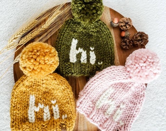 Knit Hi Hat, Newborn Knit Beanie, Newborn Hi Hat, Baby Knit Hat, Hand Knit Baby Beanie, Kids Knit Hat, Knit Baby Beanie, Baby Shower Gift