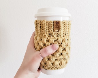 Crochet Coffee Cozy, Hot Coffee Cozy, Coffee Lover Gift, Gift Moms, Coffee Bar Accessory, To Go Cup Cozy, Tea Lover Gift, Stocking Stuffer