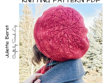 KNITTING PATTERN - Juliette Beret, Knit Beret Pattern, Women's Knit Beret Pattern, Knit Hat Pattern, Beret Knitting Pattern, Cable Beret