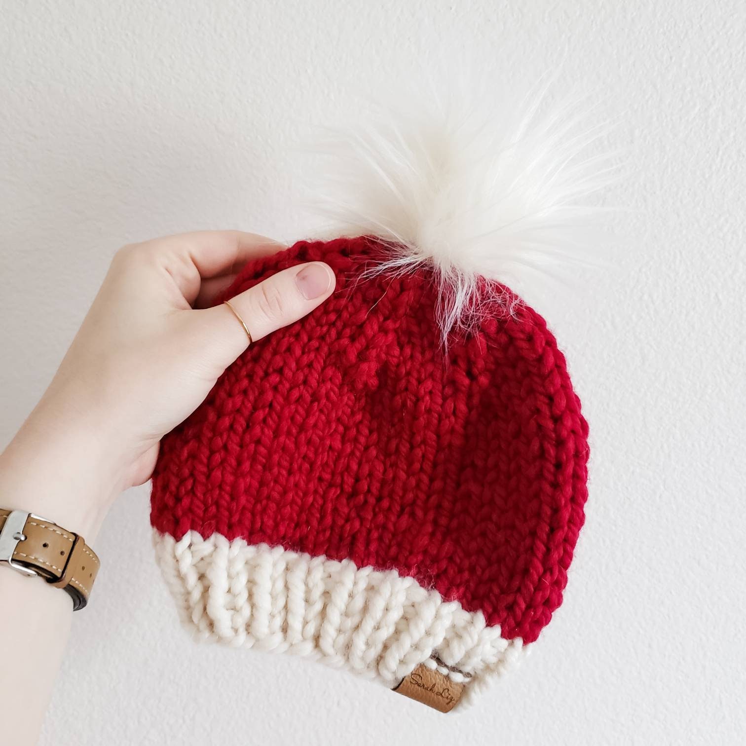 Knit Santa Beanie Christmas Beanie Chunky Knit Beanie Etsy