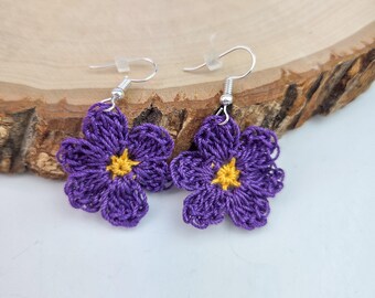 Daisy Earrings, Flower Earrings, Crochet Earrings, Festival Earrings, Women's Earrings, Beach Earrings, Gift for Her, Girls Earrings
