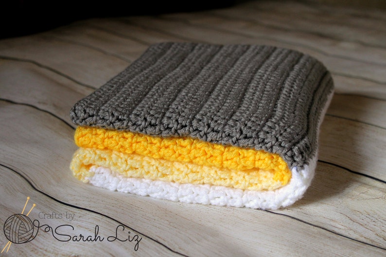 Yellow and Grey Crochet Baby Blanket Baby Shower Gift Yellow Etsy