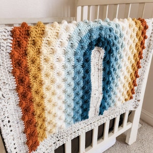 Rainbow Bobble Blanket, Rainbow Baby Blanket, Crochet Baby Blanket, Rainbow Blanket, Baby Shower Gift, Rainbow Baby Gift, Crib Blanket