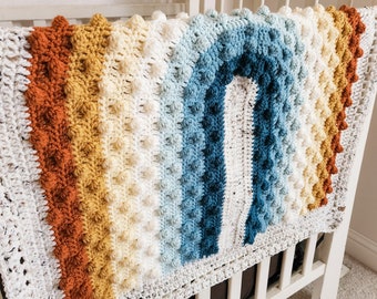 Rainbow Bobble Blanket, Rainbow Baby Blanket, Crochet Baby Blanket, Rainbow Blanket, Baby Shower Gift, Rainbow Baby Gift, Crib Blanket