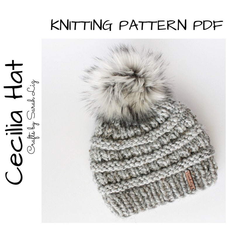KNITTING PATTERN Cecilia Hat, Chunky Knit Hat Pattern, Women's Knit Hat Pattern, Knit Baby Hat, Baby Knitting Pattern, Baby Hat Pattern image 1
