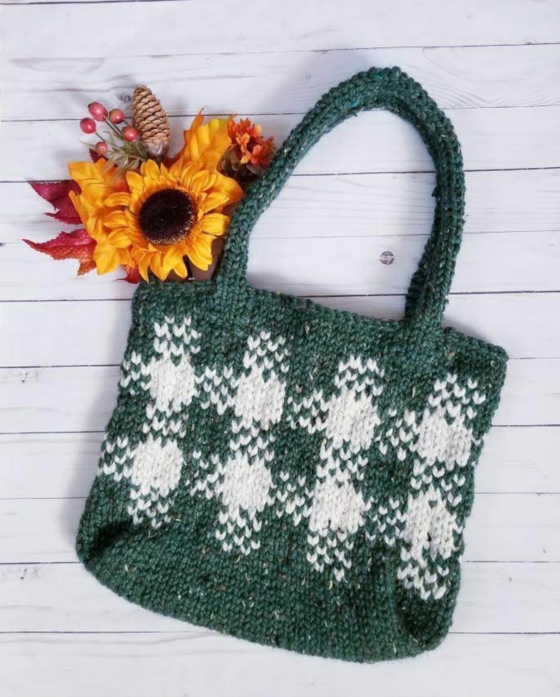 KNITTING PATTERN Piper Tote Bag, Plaid Tote Bag Pattern, Tote Bag Knitting Pattern, Plaid Knitting Pattern, Plaid Bag Knitting Pattern image 6