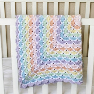 Pastel Rainbow Baby Blanket, Crochet Baby Blanket, Baby Afghan, Rainbow Blanket, Baby Shower Gift, Rainbow Baby Gift, Crib Blanket
