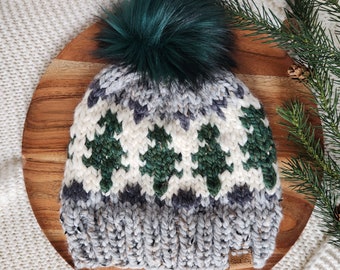 Women's Pine Tree Hat, Christmas Tree Hat, Christmas Hat, Chunky Knit Hat, Winter Beanie, Women's Beanie, Gift Women, Gunflint Pines Hat