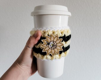 Bumblebee Coffee Cozy, Honeybee Coffee Cozy, Crochet Coffee Cozy, Hot Coffee Cozy, Coffee Lover Gift, Gift Women, Stocking Stuffer