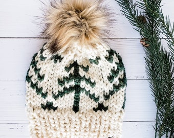 Women's Pine Tree Hat, Christmas Tree Hat, Christmas Hat, Chunky Knit Hat, Winter Beanie, Womens Beanie, Gift Women, Women's Winter Beanie