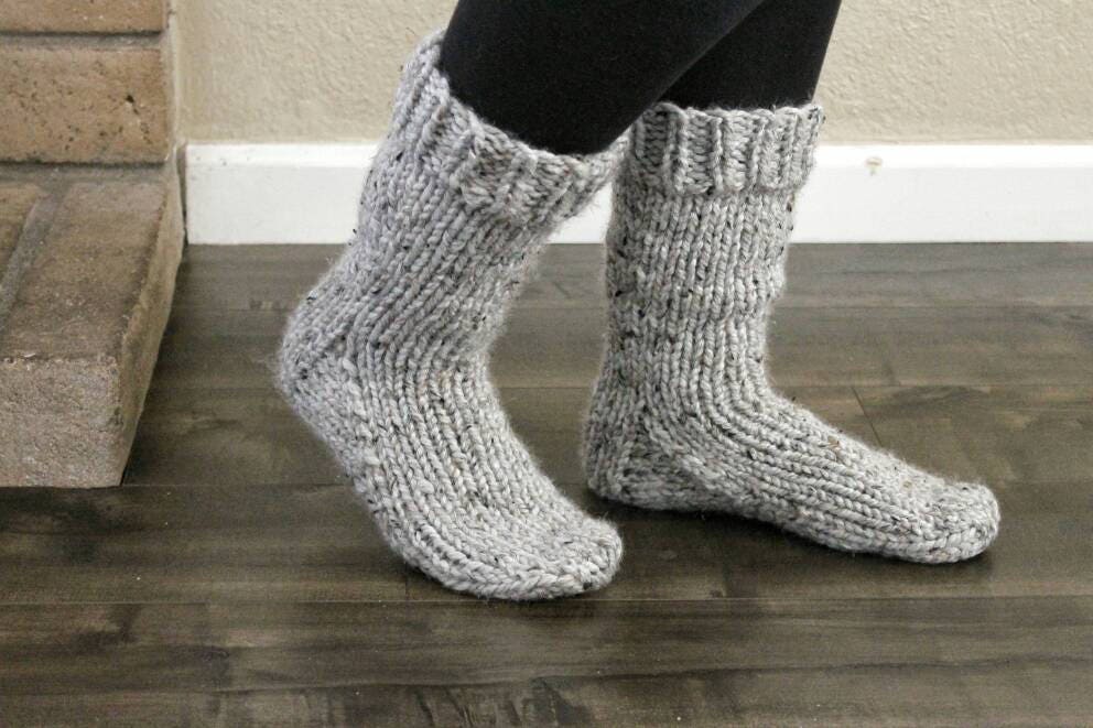 Knit Wool Socks, Cozy Winter Socks, Thick Boot Socks, Cottage