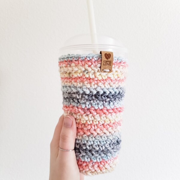 Crochet Cup Cozy, Iced Drink Cozy, Coffee Lover Gift, Gift Moms, Coffee Bar Accessory, ToGo Cup Cozy, Tea Lover Gift, Sunshine Cup Cozy