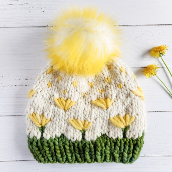 Women's Dandelion Hat, Women's Knit Hat, Cozy Knit Hat, Wool Knit Hat, Women's Beanie, Luxury Women's Hat, Gift Women, Women's Knit Beanie