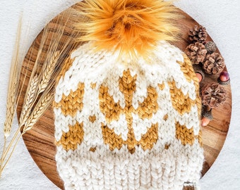 Women's Knit Hat, Fields of Gold Beanie, Fall Knit Hat, Chunky Knit Hat, Knit Winter Beanie, Women's Beanie, Gift Women, Knit Hat Women