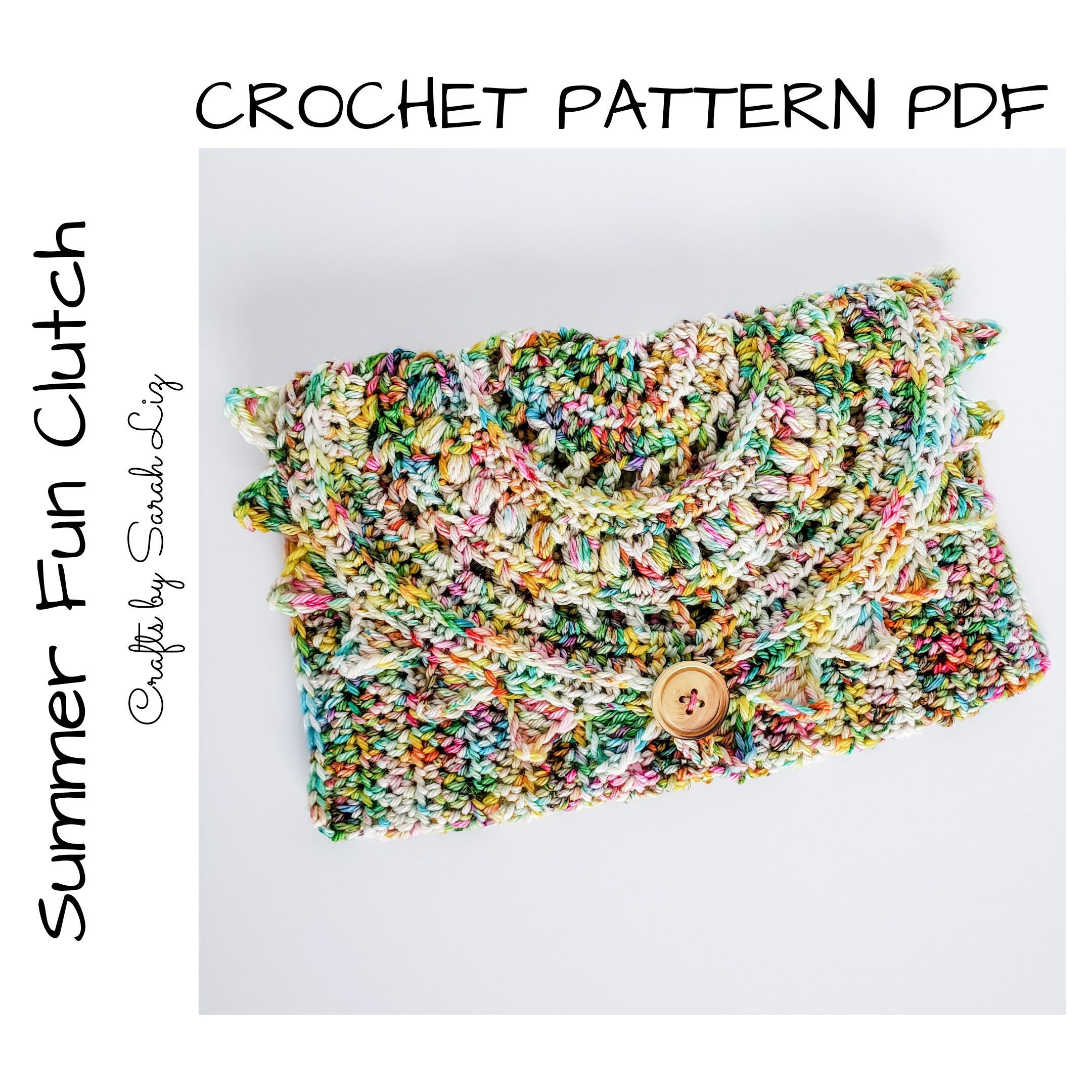 39 Crochet Clutch Patterns, Fringe Purses, and Granny Square Styles 16 Crochet Pattern Summer Fun Clutch