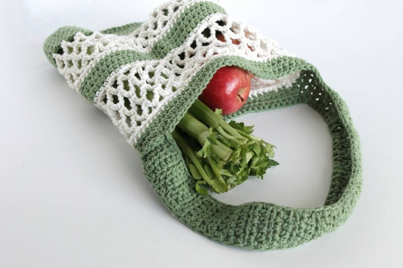 Green Market Bag, Crochet Market Bag, Farmer's Market Bag, Shoulder Bag, Farmer's Market Tote, Crochet Tote Bag, Farmer's Market Bag image 1