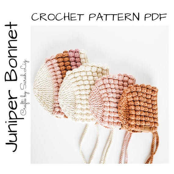CROCHET PATTERN -Juniper Bonnet, Crochet Bonnet Pattern, Crochet Pattern for Baby, Crochet Baby Bonnet, Baby Bonnet Pattern, Crochet Bonnet