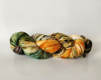 Ready to ship - Gourd-geous on Fingering Weight Yarn, Dyed Yarn, Hand Dyed Yarn, Small Batch Dyed Yarn, Sock Yarn, Dyed Fall Yarn